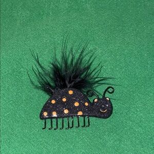 Black & Orange Polka Dot Brooch.